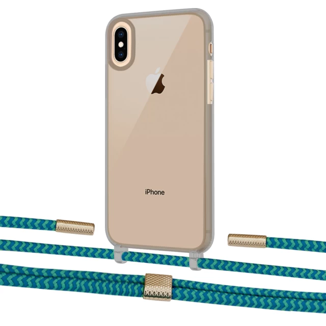 Чехол Upex Crossbody Protection Case для iPhone XS | X Dark with Twine Cyan and Fausset Gold (UP83913)