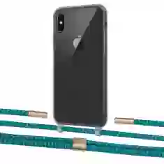Чехол Upex Crossbody Protection Case для iPhone XS Max Dark with Twine Cyan and Fausset Gold (UP84021)