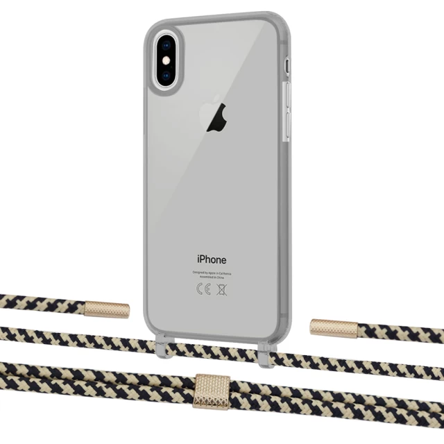 Чехол Upex Crossbody Protection Case для iPhone XS Max Dark with Twine Copper and Fausset Gold (UP84022)