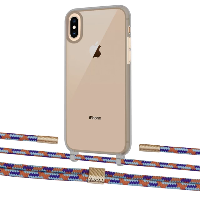 Чохол Upex Crossbody Protection Case для iPhone XS Max Dark with Twine Blue Sunset and Fausset Gold (UP84023)