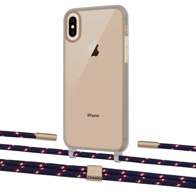 Чохол Upex Crossbody Protection Case для iPhone XS | X Dark with Twine Blue Marine and Fausset Gold (UP83917)