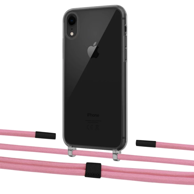 Чехол Upex Crossbody Protection Case для iPhone XR Dark with Twine Coral and Fausset Matte Black (UP83922)