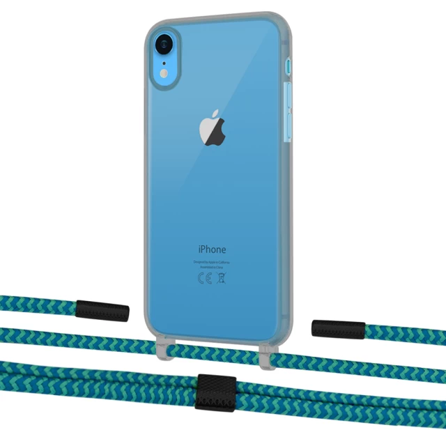Чохол Upex Crossbody Protection Case для iPhone XR Dark with Twine Cyan and Fausset Matte Black (UP83930)