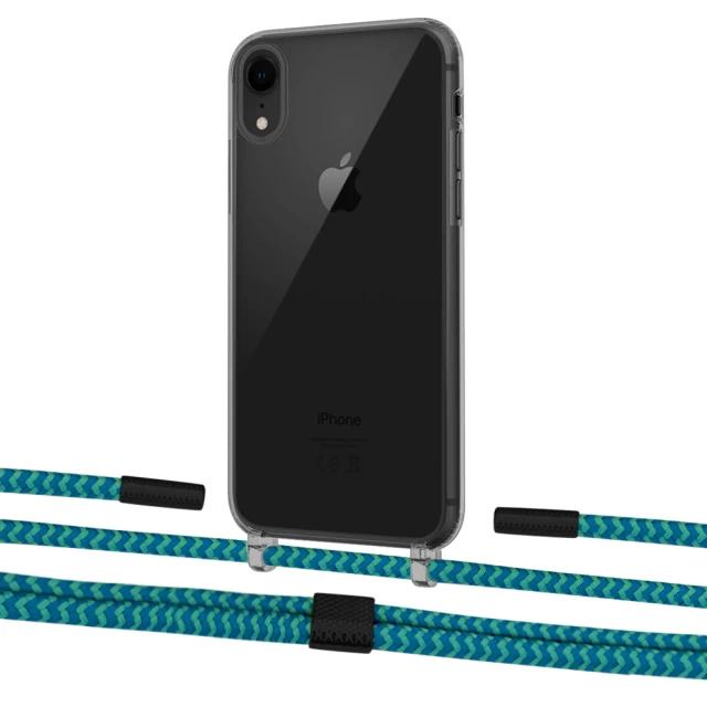 Чехол Upex Crossbody Protection Case для iPhone XR Dark with Twine Cyan and Fausset Matte Black (UP83930)
