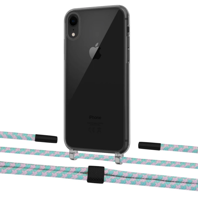 Чехол Upex Crossbody Protection Case для iPhone XR Dark with Twine Turquoise and Fausset Matte Black (UP83933)