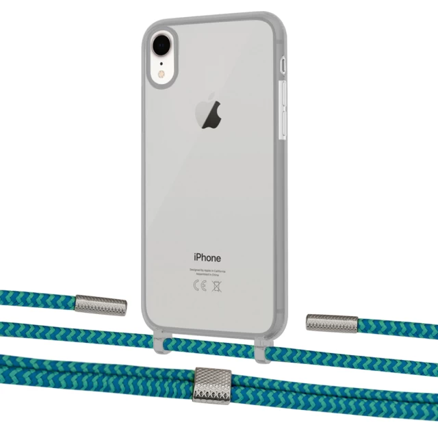 Чохол Upex Crossbody Protection Case для iPhone XR Dark with Twine Cyan and Fausset Silver (UP83947)