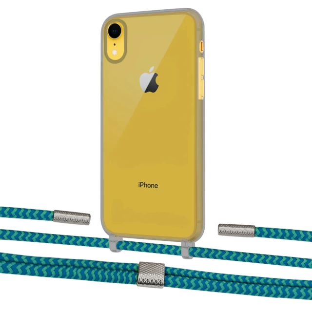 Чехол Upex Crossbody Protection Case для iPhone XR Dark with Twine Cyan and Fausset Silver (UP83947)