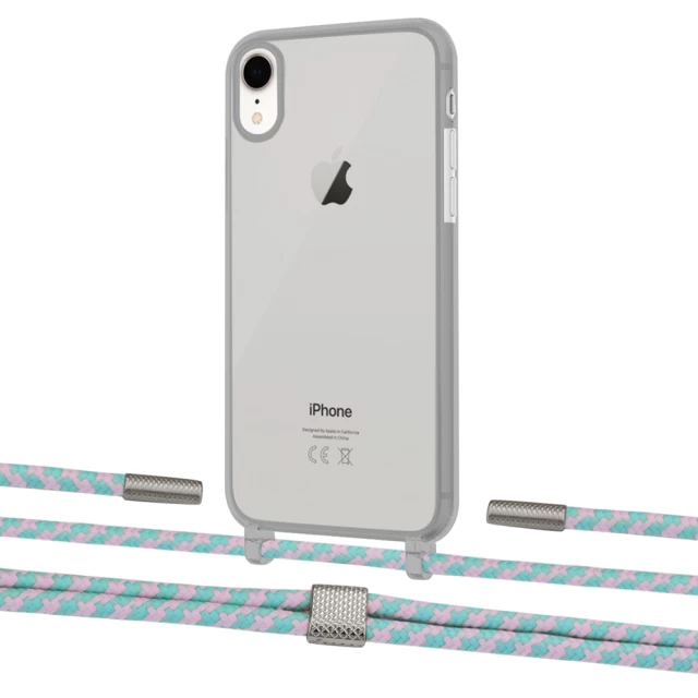 Чохол Upex Crossbody Protection Case для iPhone XR Dark with Twine Turquoise and Fausset Silver (UP83950)