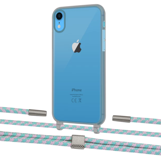 Чехол Upex Crossbody Protection Case для iPhone XR Dark with Twine Turquoise and Fausset Silver (UP83950)