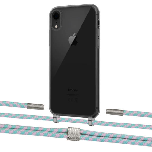 Чехол Upex Crossbody Protection Case для iPhone XR Dark with Twine Turquoise and Fausset Silver (UP83950)