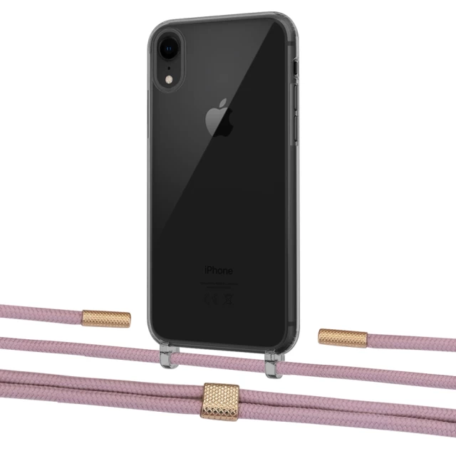 Чехол Upex Crossbody Protection Case для iPhone XR Dark with Twine Rose Gold and Fausset Gold (UP83955)