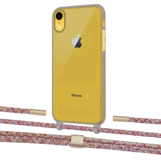 Чохол Upex Crossbody Protection Case для iPhone XR Dark with Twine Mulberry and Fausset Gold (UP83963)