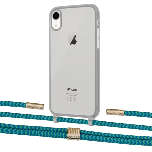 Чехол Upex Crossbody Protection Case для iPhone XR Dark with Twine Cyan and Fausset Gold (UP83964)