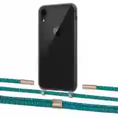 Чохол Upex Crossbody Protection Case для iPhone XR Dark with Twine Cyan and Fausset Gold (UP83964)
