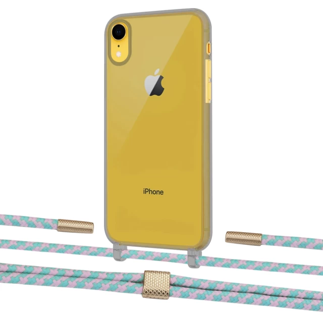 Чохол Upex Crossbody Protection Case для iPhone XR Dark with Twine Turquoise and Fausset Gold (UP83967)