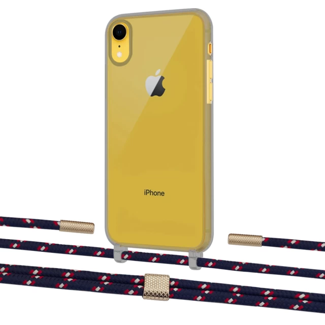 Чохол Upex Crossbody Protection Case для iPhone XR Dark with Twine Blue Marine and Fausset Gold (UP83968)