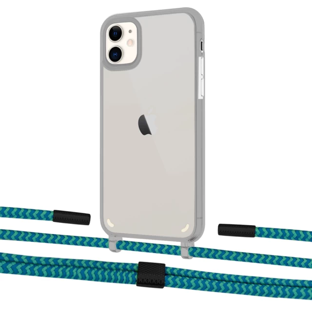 Чехол Upex Crossbody Protection Case для iPhone 11 Dark with Twine Cyan and Fausset Matte Black (UP84038)