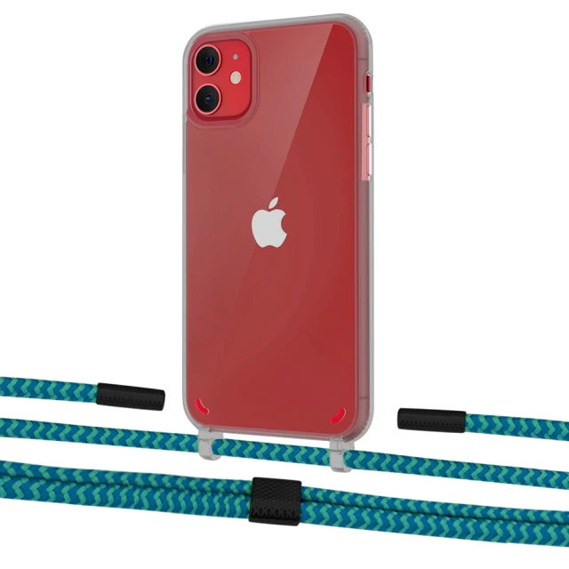 Чохол Upex Crossbody Protection Case для iPhone 11 Dark with Twine Cyan and Fausset Matte Black (UP84038)