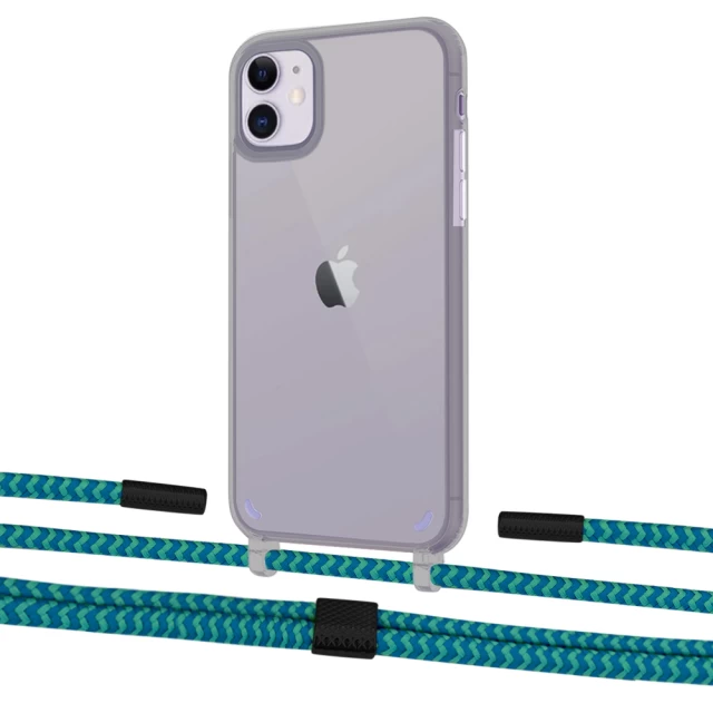 Чехол Upex Crossbody Protection Case для iPhone 11 Dark with Twine Cyan and Fausset Matte Black (UP84038)