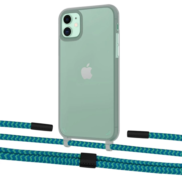 Чехол Upex Crossbody Protection Case для iPhone 11 Dark with Twine Cyan and Fausset Matte Black (UP84038)