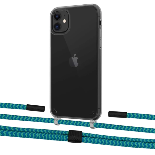 Чехол Upex Crossbody Protection Case для iPhone 11 Dark with Twine Cyan and Fausset Matte Black (UP84038)