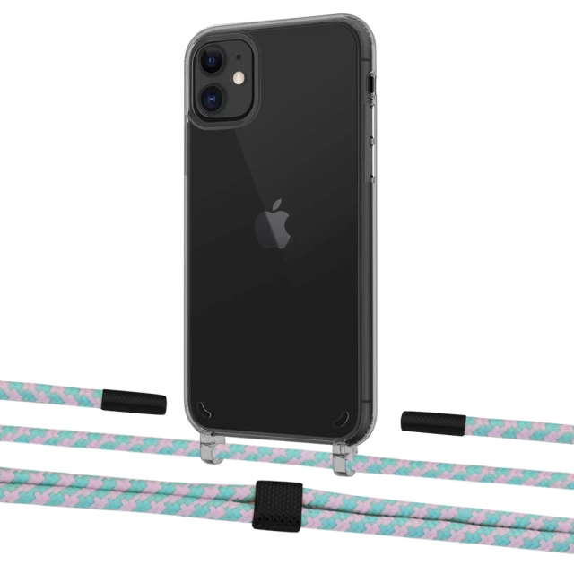 Чехол Upex Crossbody Protection Case для iPhone 11 Dark with Twine Turquoise and Fausset Matte Black (UP84041)