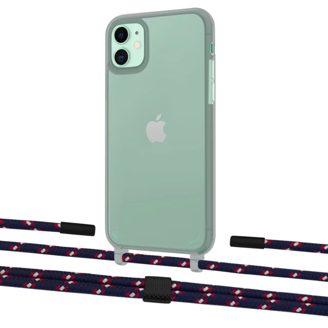 Чохол Upex Crossbody Protection Case для iPhone 11 Dark with Twine Blue Marine and Fausset Matte Black (UP84042)