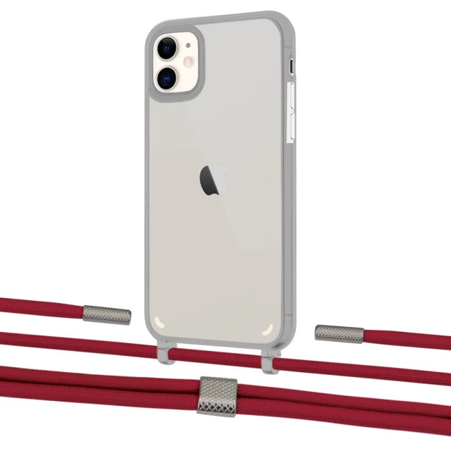 Чохол Upex Crossbody Protection Case для iPhone 11 Dark with Twine Red and Fausset Silver (UP84048)