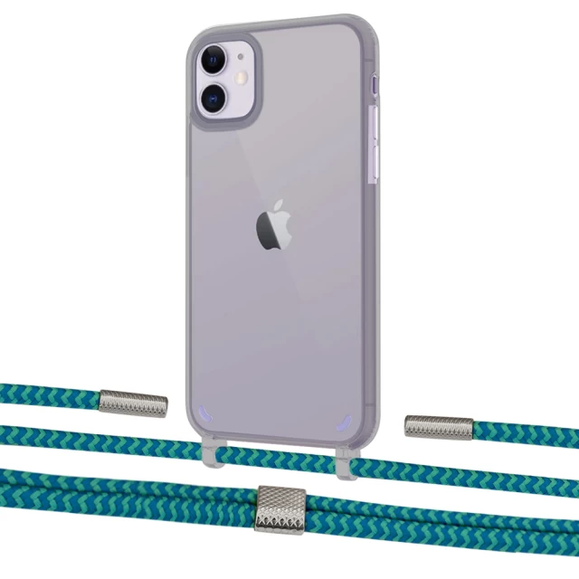 Чехол Upex Crossbody Protection Case для iPhone 11 Dark with Twine Cyan and Fausset Silver (UP84055)