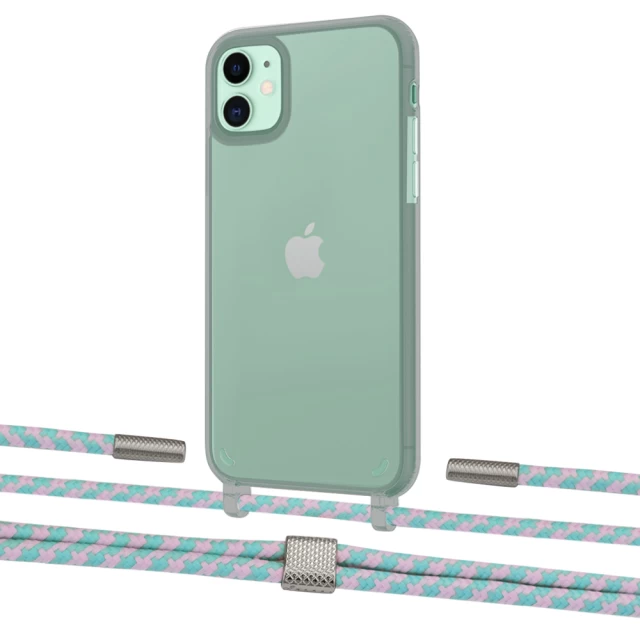 Чехол Upex Crossbody Protection Case для iPhone 11 Dark with Twine Turquoise and Fausset Silver (UP84058)