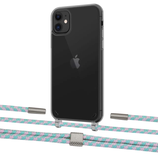 Чехол Upex Crossbody Protection Case для iPhone 11 Dark with Twine Turquoise and Fausset Silver (UP84058)