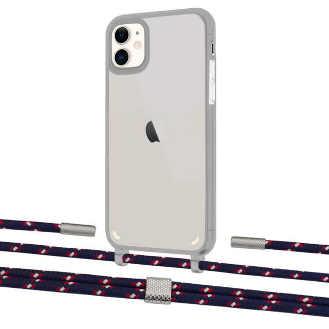 Чохол Upex Crossbody Protection Case для iPhone 11 Dark with Twine Blue Marine and Fausset Silver (UP84059)