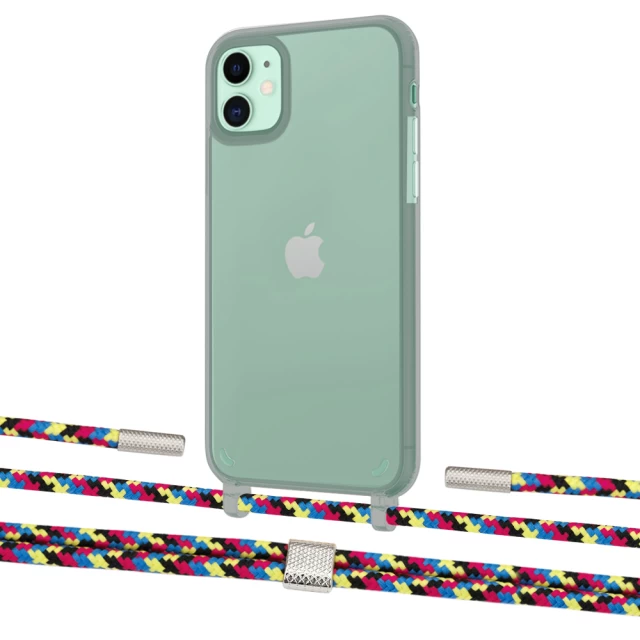 Чехол Upex Crossbody Protection Case для iPhone 11 Dark with Twine Critical Camouflage and Fausset Silver (UP84060)