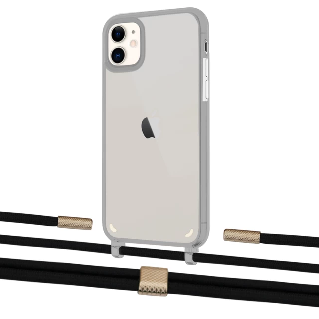 Чохол Upex Crossbody Protection Case для iPhone 11 Dark with Twine Black  and Fausset Gold (UP84061)