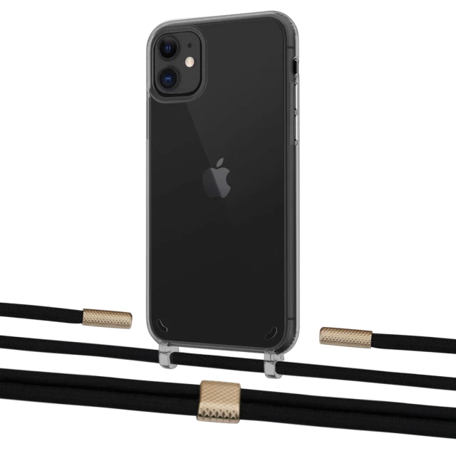 Чохол Upex Crossbody Protection Case для iPhone 11 Dark with Twine Black  and Fausset Gold (UP84061)