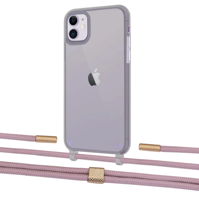 Чехол Upex Crossbody Protection Case для iPhone 11 Dark with Twine Rose Gold and Fausset Gold (UP84063)