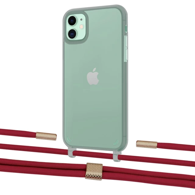 Чохол Upex Crossbody Protection Case для iPhone 11 Dark with Twine Red and Fausset Gold (UP84065)