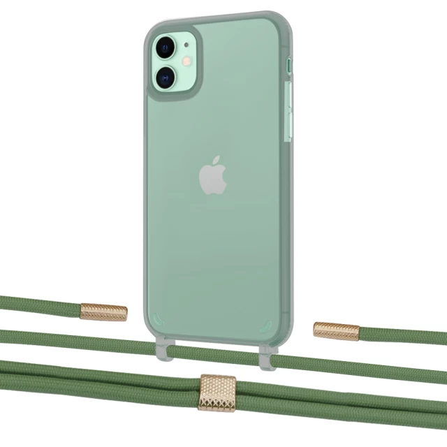 Чехол Upex Crossbody Protection Case для iPhone 11 Dark with Twine Mint and Fausset Gold (UP84070)