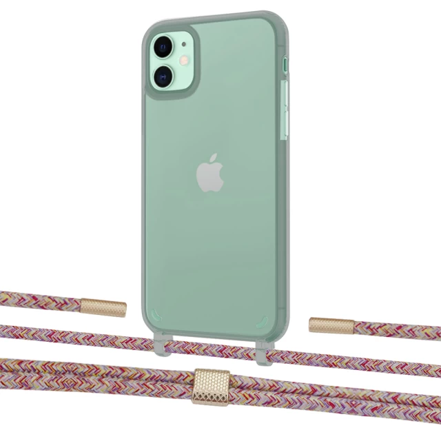 Чохол Upex Crossbody Protection Case для iPhone 11 Dark with Twine Mulberry and Fausset Gold (UP84071)