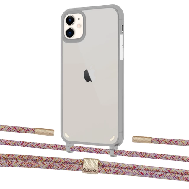 Чехол Upex Crossbody Protection Case для iPhone 11 Dark with Twine Mulberry and Fausset Gold (UP84071)