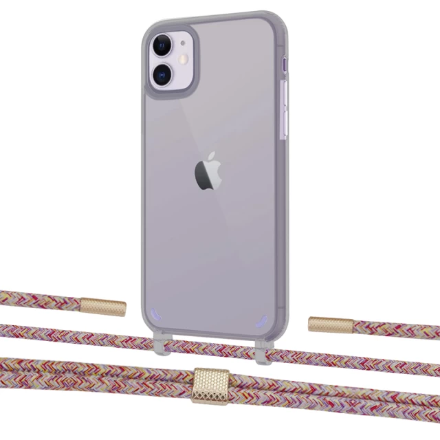 Чохол Upex Crossbody Protection Case для iPhone 11 Dark with Twine Mulberry and Fausset Gold (UP84071)