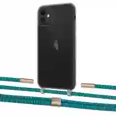 Чохол Upex Crossbody Protection Case для iPhone 11 Dark with Twine Cyan and Fausset Gold (UP84072)