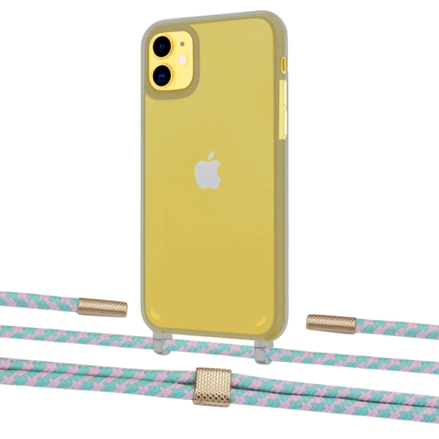 Чохол Upex Crossbody Protection Case для iPhone 11 Dark with Twine Turquoise and Fausset Gold (UP84075)