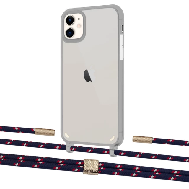 Чохол Upex Crossbody Protection Case для iPhone 11 Dark with Twine Blue Marine and Fausset Gold (UP84076)