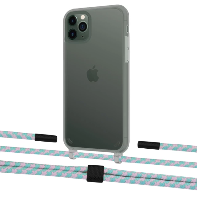 Чехол Upex Crossbody Protection Case для iPhone 11 Pro Dark with Twine Turquoise and Fausset Matte Black (UP84092)