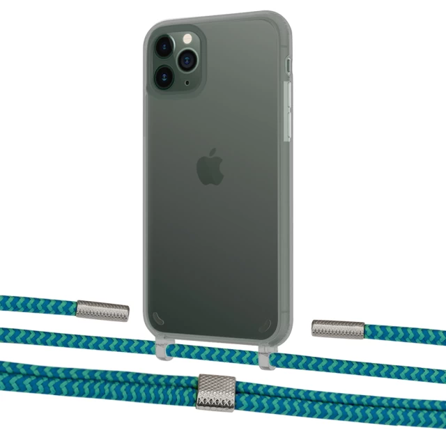 Чехол Upex Crossbody Protection Case для iPhone 11 Pro Dark with Twine Cyan and Fausset Silver (UP84106)