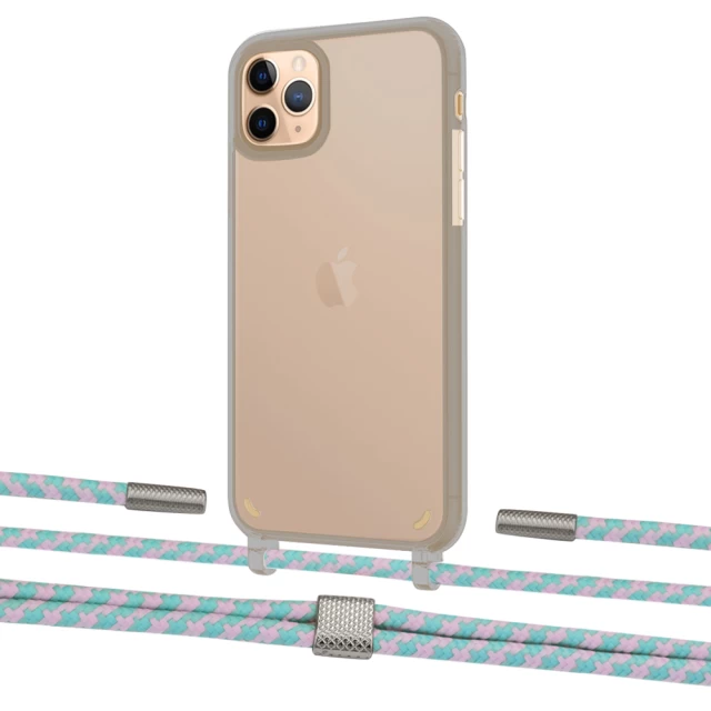 Чехол Upex Crossbody Protection Case для iPhone 11 Pro Max Dark with Twine Turquoise and Fausset Silver (UP84160)