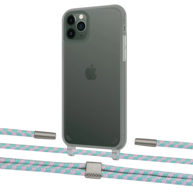 Чехол Upex Crossbody Protection Case для iPhone 11 Pro Dark with Twine Turquoise and Fausset Silver (UP84109)