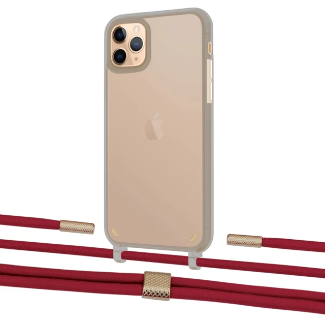 Чехол Upex Crossbody Protection Case для iPhone 11 Pro Dark with Twine Red and Fausset Gold (UP84116)