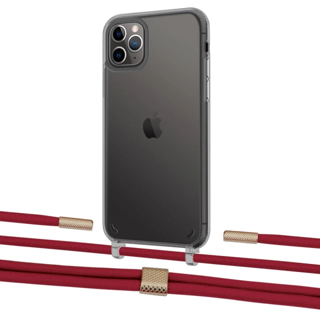 Чехол Upex Crossbody Protection Case для iPhone 11 Pro Dark with Twine Red and Fausset Gold (UP84116)